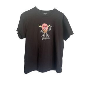 Icecream Mens Black Short Sleeve Pullover Cotton Graphic T-Shirt Large